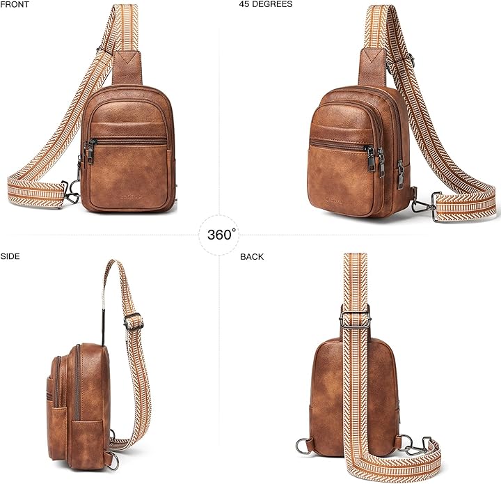 Sling Bag For Women Faux Leather Small Casual Daypack Backpack Fanny Pack Crossbody Chest Bags Purse