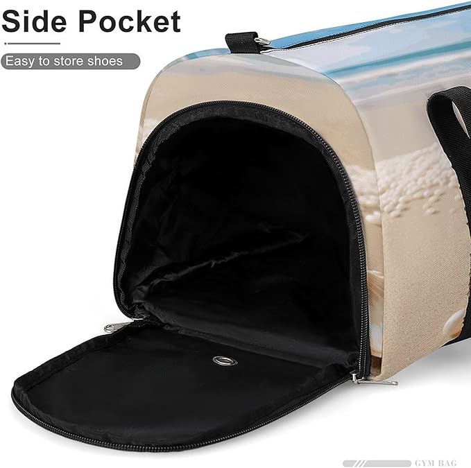 Starfish Shell And Beach Gym Bag Lightweight ，Travel Duffle Bag with Shoe Compartment，Gym Bag for Women for Overnight, Weekend, Yoga, Gym, Business Trips, Sport And Hospital.