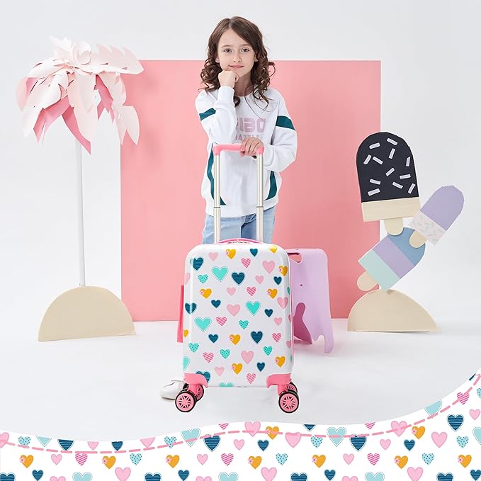 Kids Luggage Set 2 piece Kids Suitcase with Spinner Wheels 16" Childrens Luggage for Girls With Wheels Hard Shell Luggage Sets Airline Approved