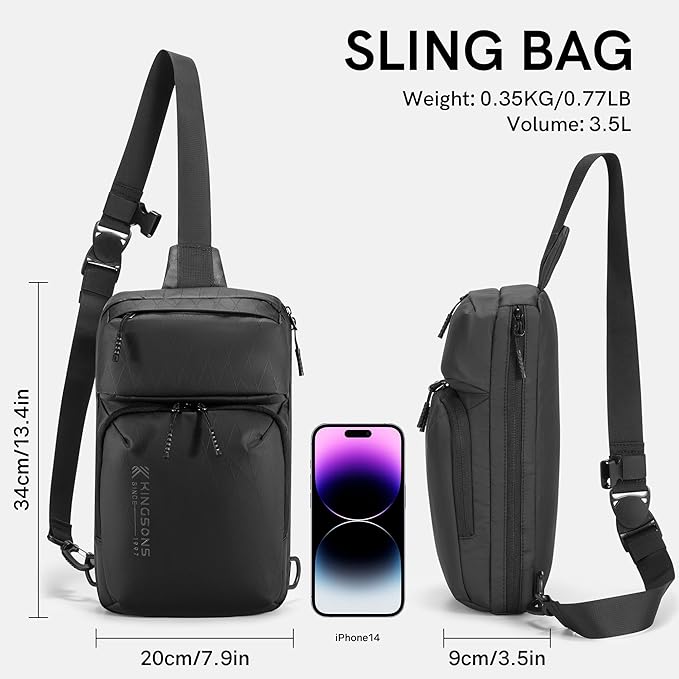 Kingsons Small Sling Bag,Trendy Crossbody Bag Lightweight Waterproof Sling Backpack Shoulder Bag for Men and Women