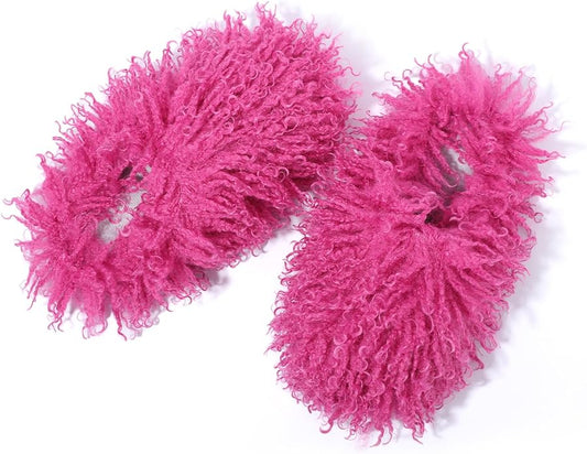 GOKTOW Fluffy Furry Slippers for Women - Non-Slip Warm Fuzzy Fluffy Slides, Indoor Home Quick Trip House Slippers