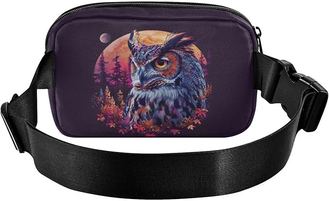 Forest Moon Owl Fanny Pack for Women Men Water Resistant Fashion Waist Packs with Adjustable Strap Belt Bag for Travel Workout Jogging Hiking 21220079