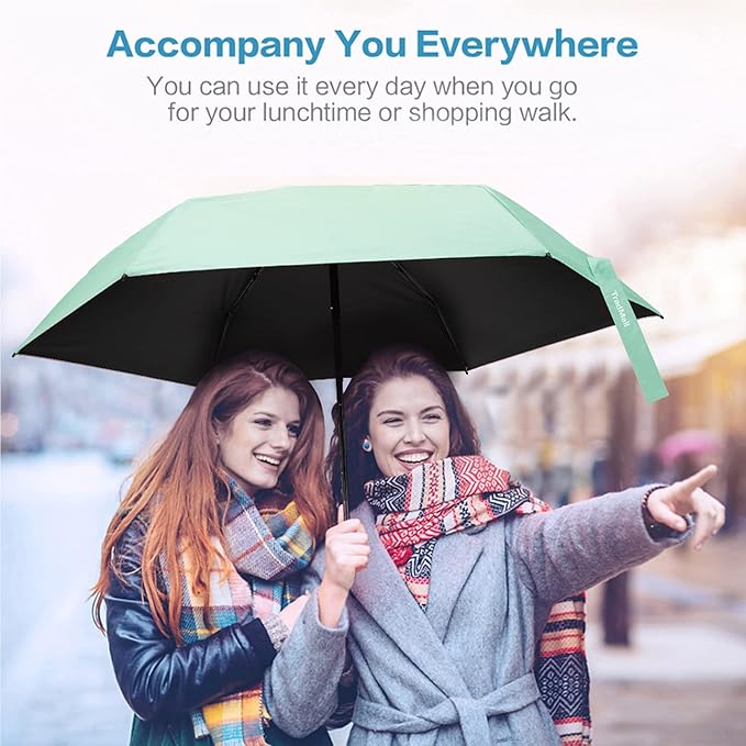 TradMall Mini Travel Umbrella, Portable Lightweight Compact Parasol with 95% UV Protection for Sun & Rain