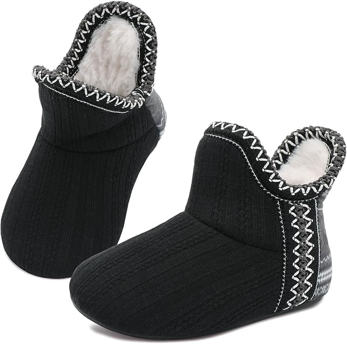 LeIsfIt Toddler Slippers Boys Girls Cozy Warm House Shoes Kids Non-slip Winter Slipper Booties Slip on Plush Lining Sock Slippers