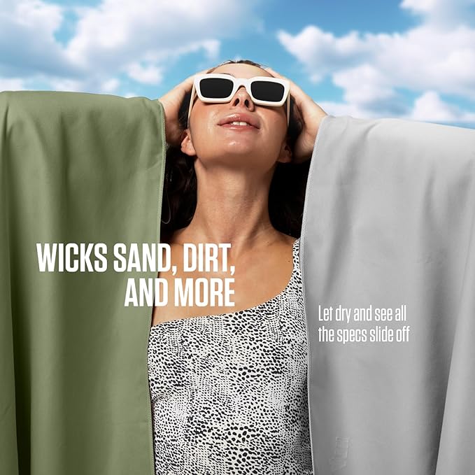 VENTURE 4TH Quick Dry Towel. Microfiber Travel Towel Ideal for Camping, Hiking, Backpacking, Gym. Lightweight & Fast Drying Travel Towels for Body. Compact & Easy to Pack - Army Green Large