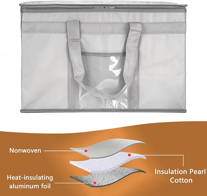 Yalin XXXL Large Insulated Cooler Bag, Styrofoam Cooler of Keep Food Hot or Cold, Reusable Double Zipper Food Delivery Bag for Grocery Shopping, 23" W x 15" H x 14" D