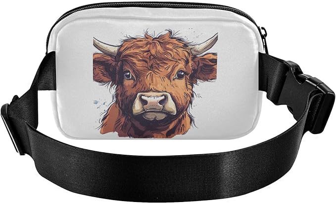 Scottish Highland Cow Fanny Pack for Women Men Water Resistant Fashion Waist Packs with Adjustable Strap Belt Bag for Travel Workout Jogging Hiking 21220033