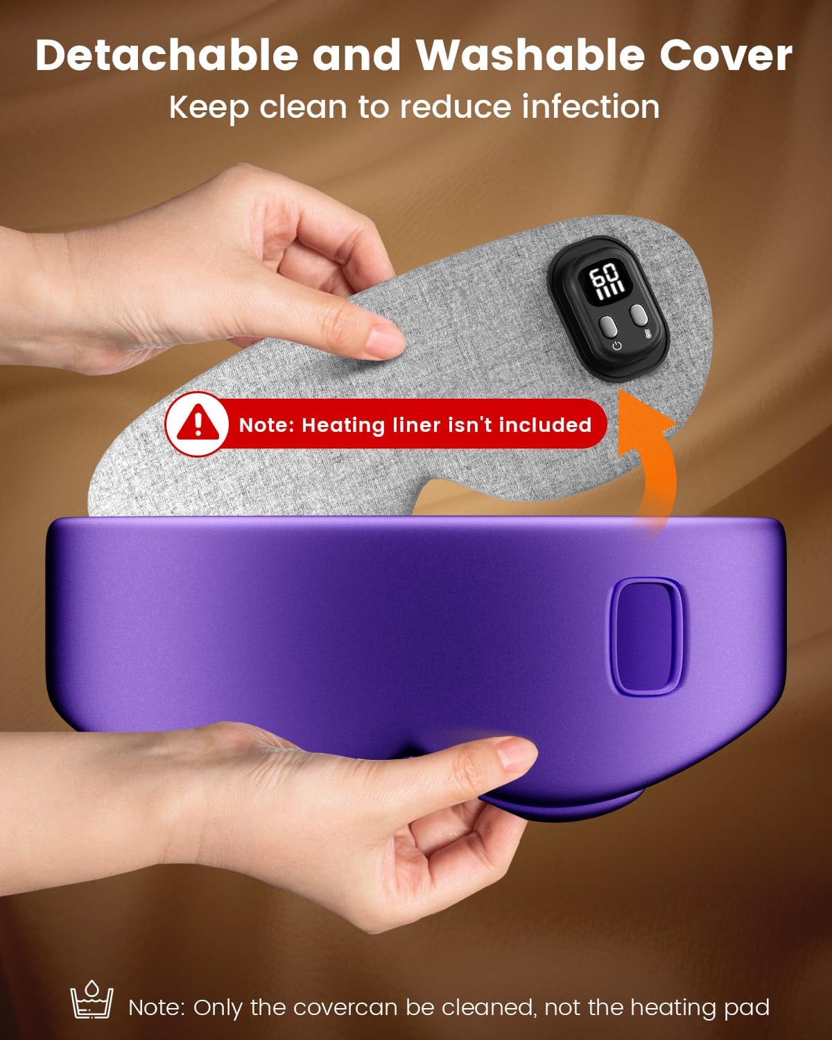 Heated Eye Mask Replaceable Cover - Electric Silk Eye Heating Pad Not Included, Adjustable Heated Sleep Eye Mask Cover, Stress and Tension Relief, Purple
