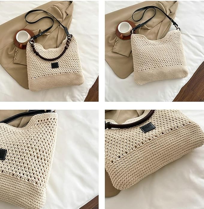 Bohemia Straw Beach Bag Women Macrame Shoulder Tote Bag Crossbody Purse Travel Beach Bag Summer Top-handle Hobo Bags 2025