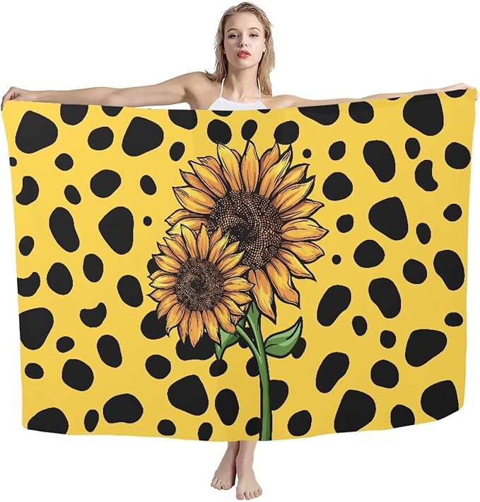 Sunflower Pattern Spot Print Oversized Lightweight Thin Beach Towel Compact Sandproof Fast Dry Clearance Towels Sand Free Pool Travel Essentials Accessories Women Men Adult Gifts Size M