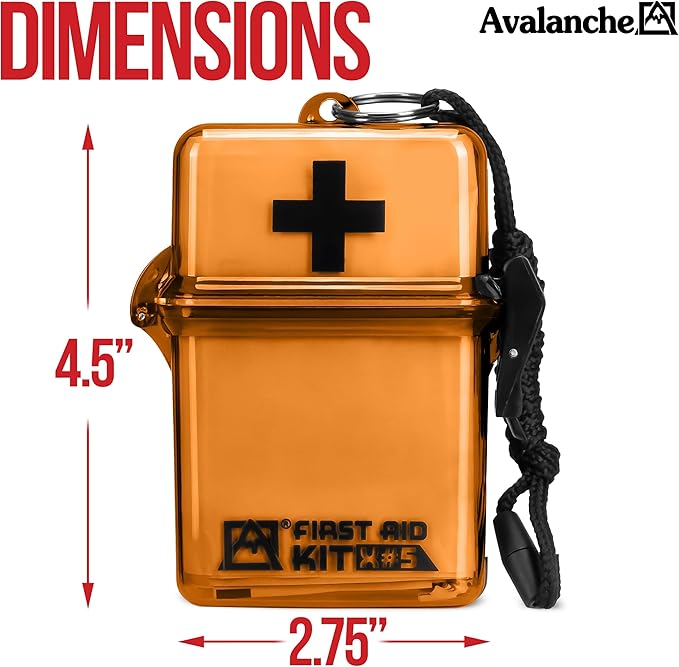 Avalanche Mini First Aid Kit, 30 Pcs Emergency Supplies Kit in Waterproof Case for Home, Car, Travel, Sports or Camping, First Aid Kit in Hard Case & Carabiner, Orange