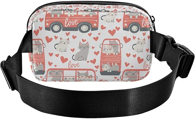 Kawaii Cat Bus Fanny Pack for Women Men Water Resistant Fashion Waist Packs with Adjustable Strap Belt Bag for Travel Workout Jogging Hiking 21220291