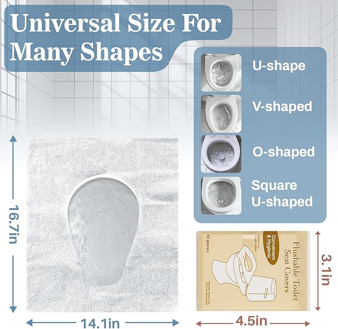 Toilet Seat Covers Disposable Flushable - 10 Pack Portable Travel Toilet Seat Cover, Individually Wrapped Potty Training Covers for Women, Mini Purse Size for Airplane Hotel Camping Bathroom