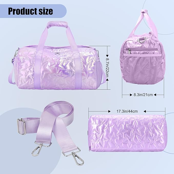 Forestfish Dance Bag For Girls, Small Gym Bag With Shoes Compartment Weekender Overnight Bag For Travel Lightweight Waterproof