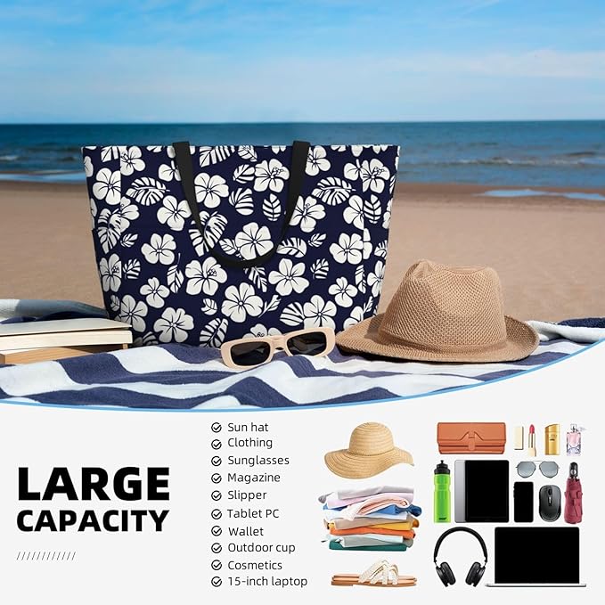 Beach Tote Bag for Women Beach Bag Waterproof and Sandproof Tote Bag with Wet Bag Large Travel Bag for Weekend Travel