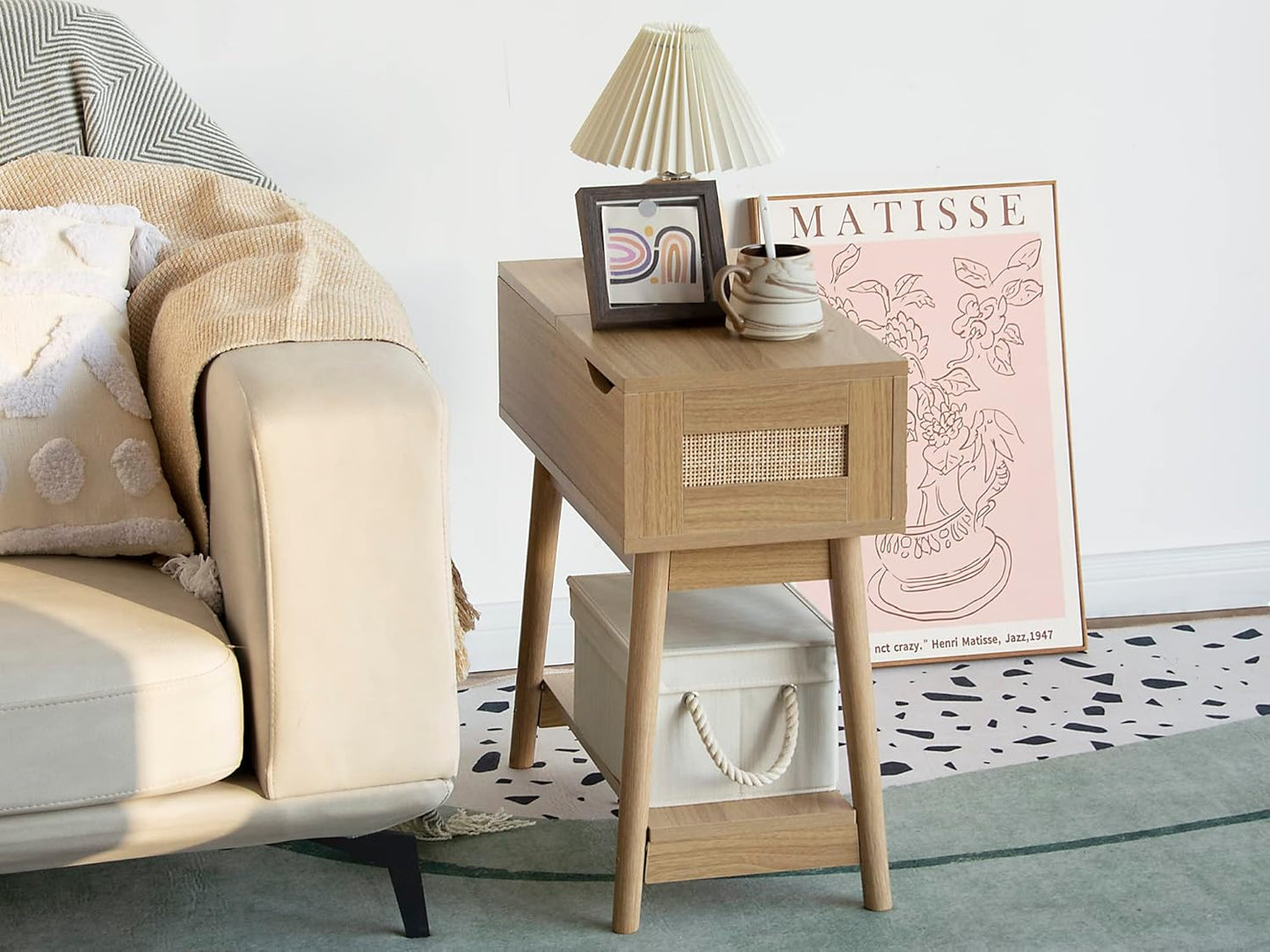 StorageWorks Storage Bins with Lids, Decorative Storage Boxes with Lid and Soft Rope Handles, Foldable Storage Baskets for Closet, Shelves, Stackable, 3-Pack, Ivory and White, Medium