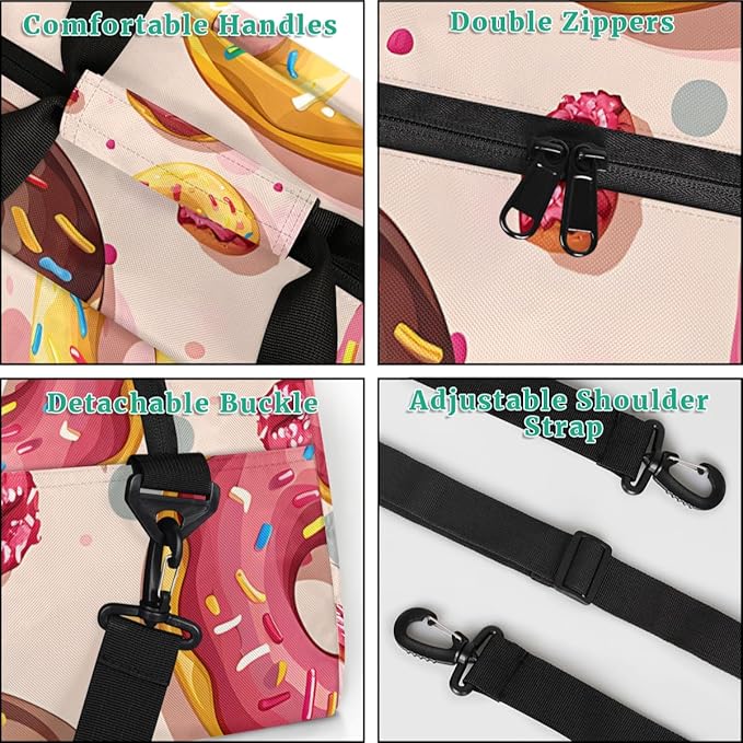 Doughnuts Print Kids-Duffel-Bags Gymnastics Dance Bag Carry-On Overnight Travel Gym Lightweight Dance Sports Bags For Girls Boys Kids，