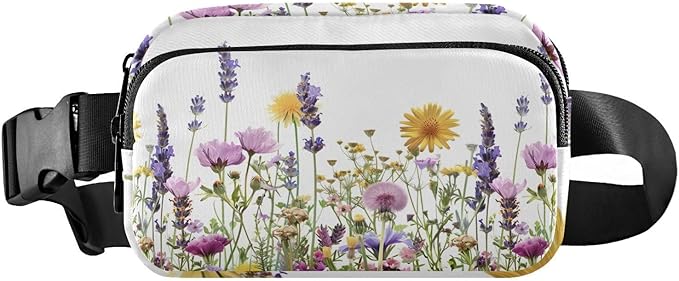 Spring Wild Flowers Fanny Pack for Women Men Water Resistant Fashion Waist Packs with Adjustable Strap Belt Bag for Travel Workout Jogging Hiking 21220007