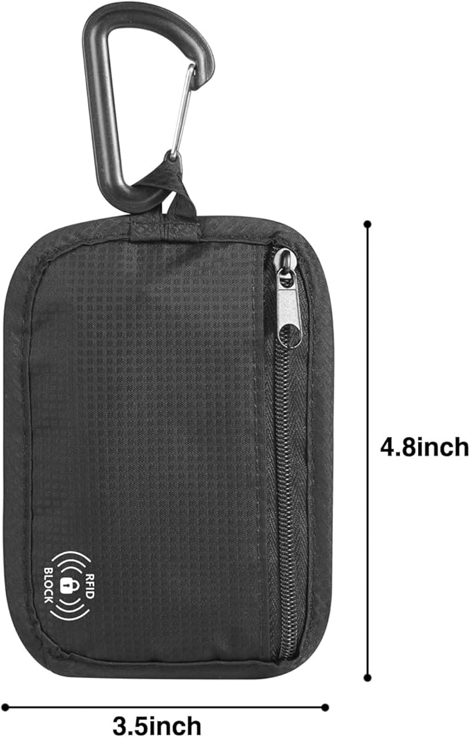 RFID Blocking Clip Stash Pouch, Minimalist Hidden Travel Wallet for Cards & Cash - Slim Pickpocket-Proof Design for Everyday Carry, Black