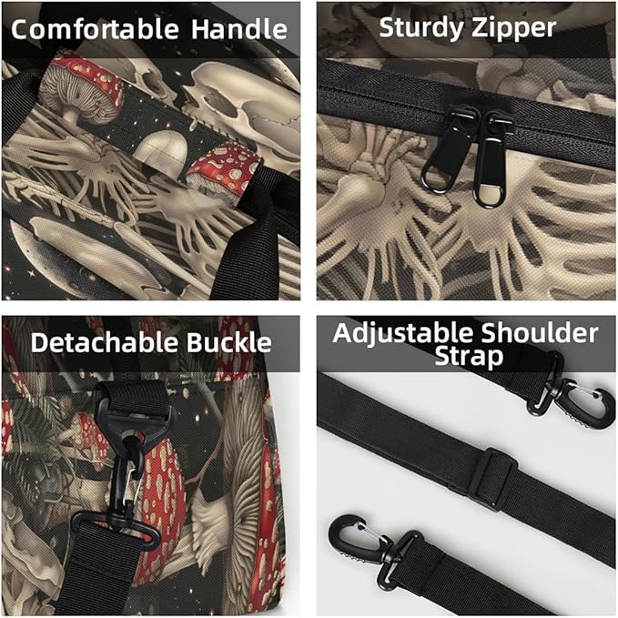 Travel Duffle Bag for travel duffle bag sports Girls Boys Kids Halloween Skull Mushroom Lightweight Overnight Sleepover Weekender Bags Small Dance Gym Sport Bag Teens Carry-On Size Workout Bag