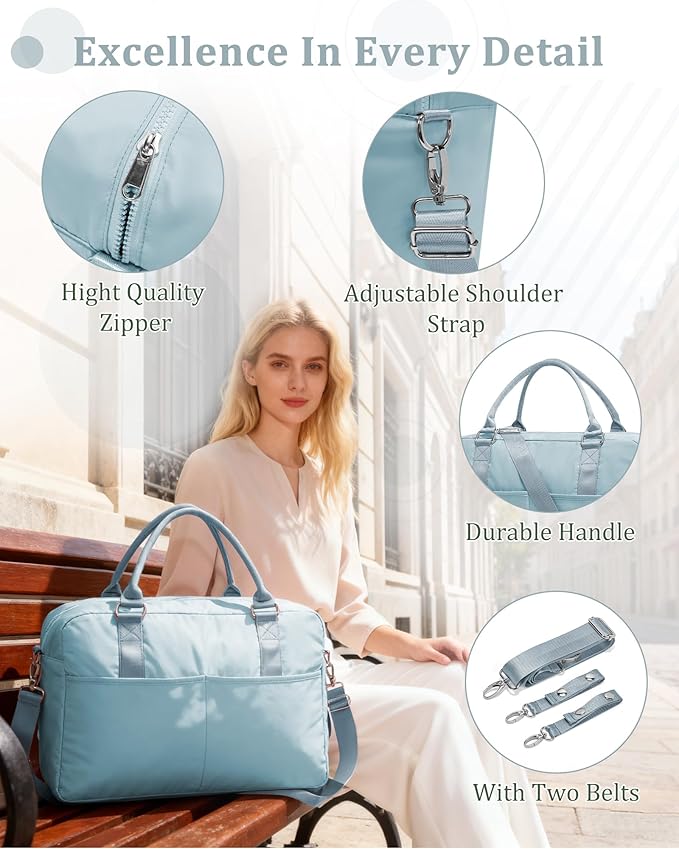 Gym Bag for Women,Travel Duffle Bag for Travel with Wet Pocket Weekender Overnight Carry On Tote Bag Luggage Bag with Trolley Sleeve Personal Item Travel Bag Hospital Diaper Bag Blue