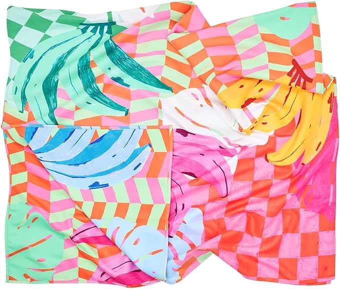 Dock & Bay Beach Towel - Quick Dry, Sand Free - Compact, Lightweight - 100% Recycled - Includes Bag - Banana Karma - Extra Large (200x90cm, 78x35)