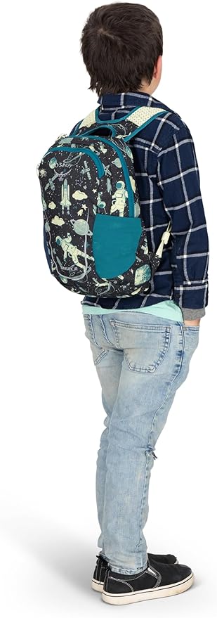 Osprey Daylite Jr. Kids' Commuter Backpack, Space Travel Print/Antique Blue