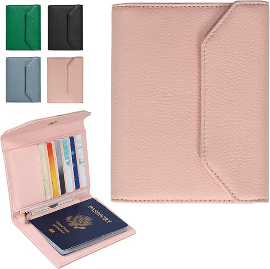 Passport Holder for Travel,Rfid Passport Holder Protect Your Card Security,Passport Book Holder for Women,Travel Wallet with Cards & Pen Slots,Boarding Pass,Zipper Cash Pocket (Pink)
