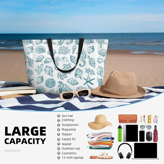 Beach Tote Bag for Women Beach Bag Waterproof and Sandproof Tote Bag with Wet Bag Large Travel Bag for Weekend Travel