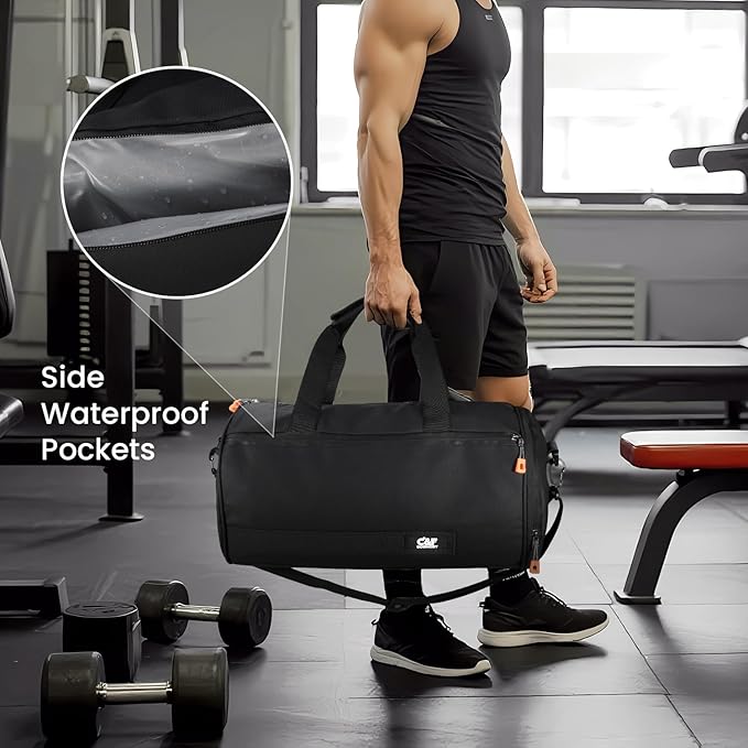 C&F BOGMOST Small Gym Bag for Women & Men,Small Lightweight Duffel Bag Carry On Bags Mini Duffel Travel Bag Waterproof Sports Bags for Workout/Sport/Travel, Black,with Shoes Compartment