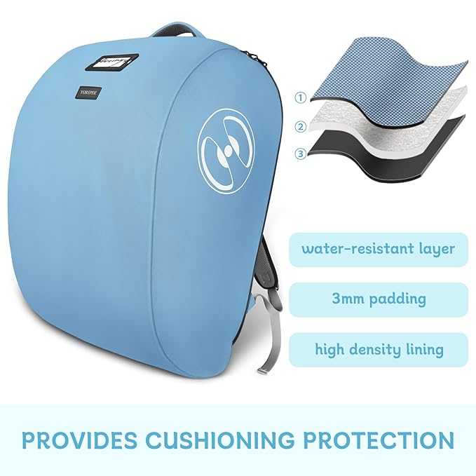 YOREPEK Padded Stroller Travel Bag for Airplane, Fits for Doona Car Seat Stroller with isofix Base, Carseat Travel Bag Backpack with Lockable Zipper, Foldable Car Seat Cover for Baby Travel,Ocean Blue