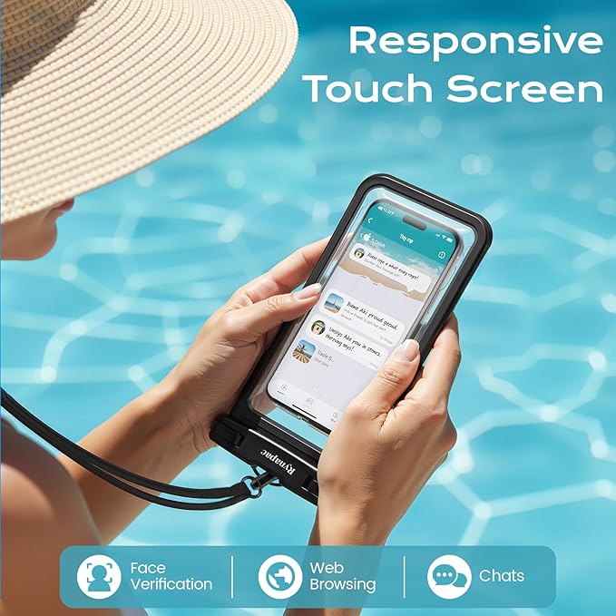 Waterproof Phone Pouch - 2 Pack, IPX8 Waterproof Phone Case with Lanyard for iPhone 17 16 15 Pro Max, Cell Phone Dry Bag for Beach Vacation Travel Cruise Essentials, Touch Screen, Up to 8.5"