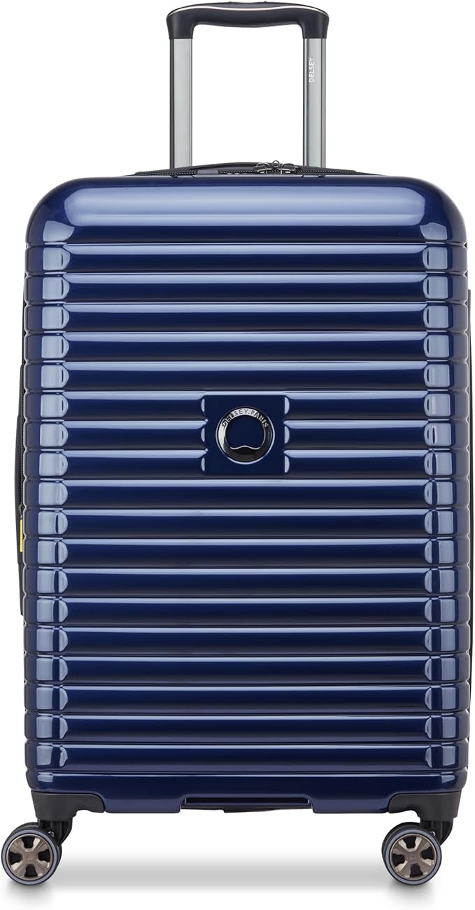 DELSEY PARIS Cruise 3.0 Hardside Expandable Luggage with Spinner Wheels, Deep Sea Navy, Checked-Medium 24 Inch