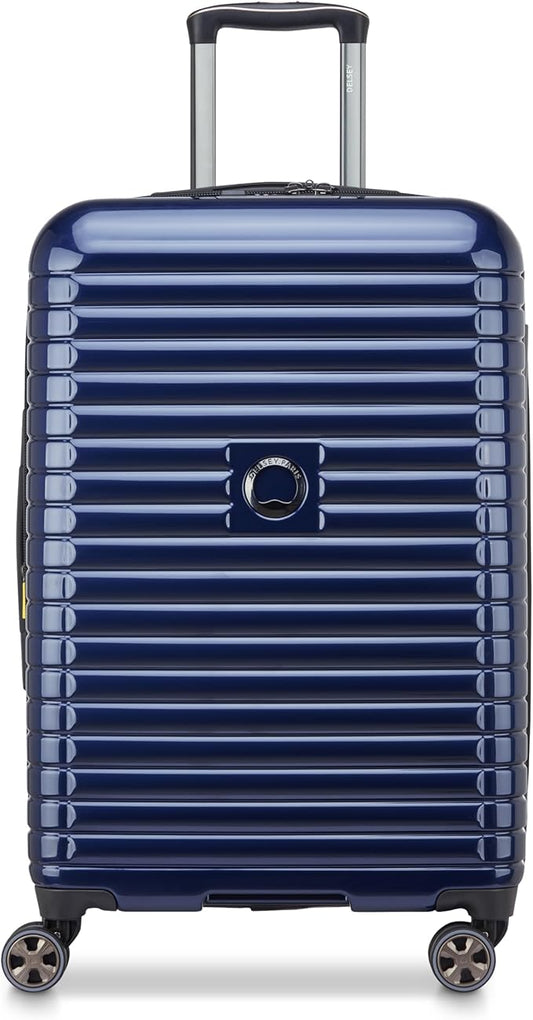 DELSEY PARIS Cruise 3.0 Hardside Expandable Luggage with Spinner Wheels, Deep Sea Navy, Checked-Medium 24 Inch