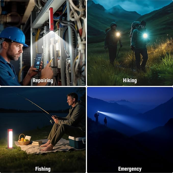 Pocket Flashlight, 1200 Lumens Rechargeable EDC Flashlight with Clip, USB-C Port, 3 Modes Waterproof Warning Light for Working, Camping, Repairing, Emergencies (Red, 1PCS)