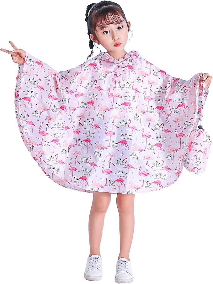 Spmor Kids Rain Poncho Hooded Jacket Rain Coat