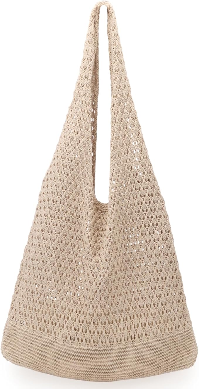 hatisan Crochet Bags for Women - Summer Beach Tote, Aesthetic Hippie Knit Bag