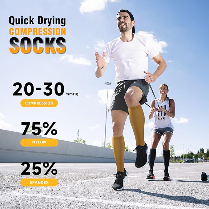 bropite Flora Compression Socks for Women & Men-Knee high 6 Pairs 20-30mmhg Support Running Nurse Travel