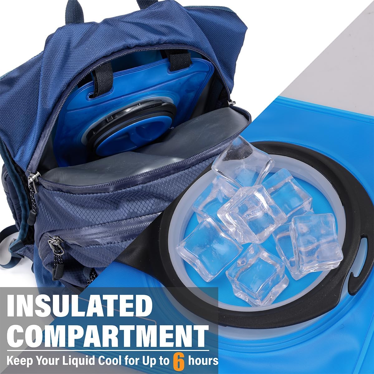 Insulated Hydration Backpack Pack with 2L Water Bladder Lightweight 22L Hiking Backpack Bag for Women Men Daypack for Hiking Running Festival Camping Biking