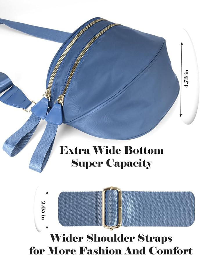 Pure Colour Crossbody Bag Bum Bag for Women,Spacious Purse Fanny Packs Belt Bag,Oversized Bum Bag (Colour Bum Bag-Monet Blue)