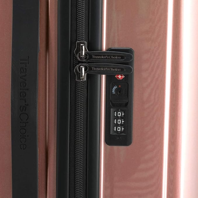 Traveler's Choice Ultimax II Polycarbonate Hardside Luggage with Spinner Wheels, Rose Pink, 31-Inch Large Trunk