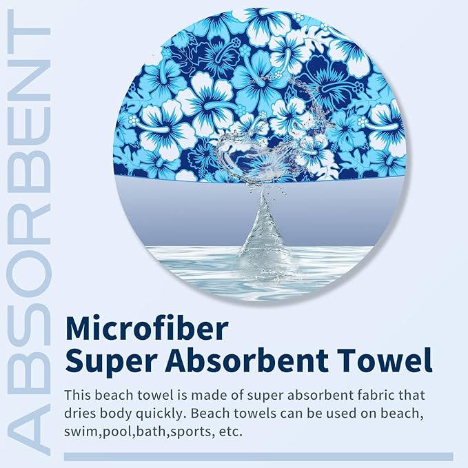 2 Pack Microfiber Thin Beach Towel Lightweight 71x32 Oversized Extra Large Sand Free Towels Quick Dry for Travel Pool Yoga Gym Sports Beach Accessories Vacation Essential Gift