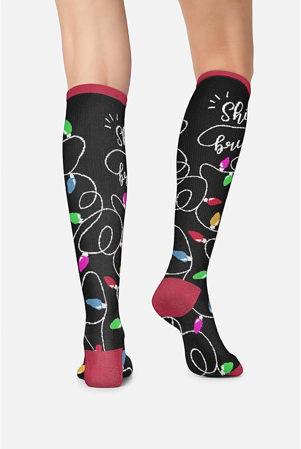 Cherokee Women's 10-15mmHg Compression Socks – Fun Print Knee Highs with Light Support, Soft Feel - PRINTSUPPORT