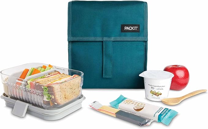 PackIt Freezable Lunch Bag, Deep Teal, Built with EcoFreeze Technology, Foldable, Reusable, Zip and Fold Closure with Buckle Handle, Designed for Work Lunches and Fresh Lunch On the Go
