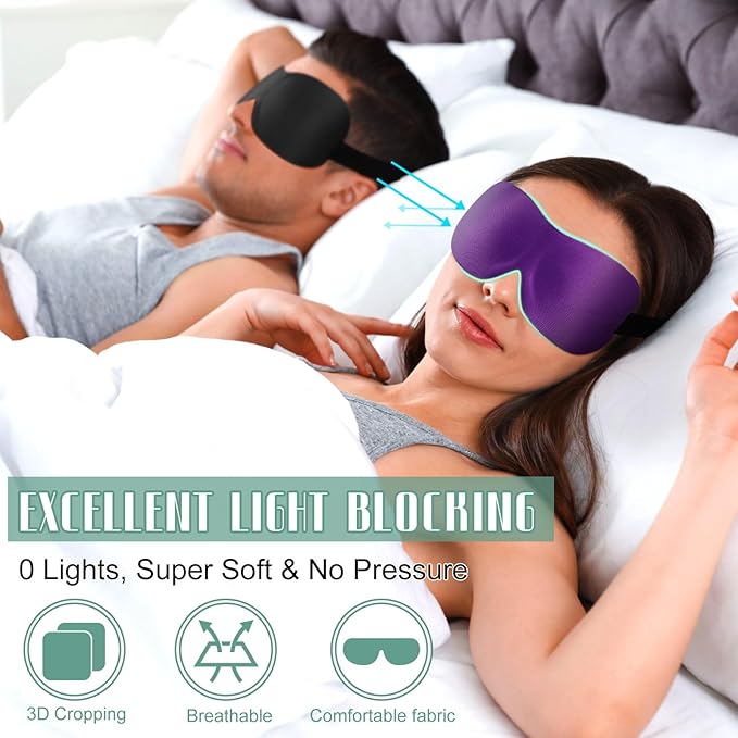 Bencailor 8 Pcs Sleep Eye Mask for Men Women Side Sleeper Eyes Blackout 3D Eye Cover for Sleep with Adjustable Strap Colorful Night Blindfold Eyes Shade for Travel Gifts(Medium,Classic Colors)