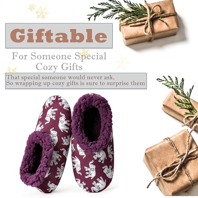 Cozylook Fuzzy Slippers for Women Indoor, Warm Bedroom Slip On Shoes, Winter Fluffy House Socks with Grippers, Cozy Christmas Gifts Unique