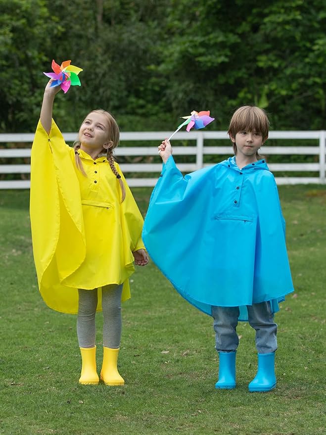 SaphiRose Lightweight Kids Rain Poncho Jacket Waterproof Outwear Rain Coat