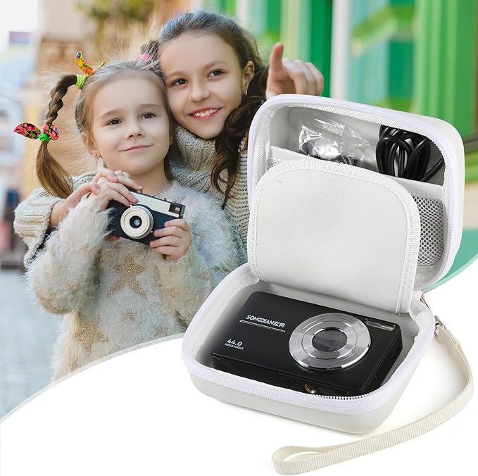 Digital Camera Case for AbergBest 21 Mega Pixels 2.7" LCD Rechargeable HD/Kodak Pixpro/Canon PowerShot ELPH 180/190/Sony DSCW800/DSCW830 Cameras, Travel Carrying Protective Case for Camera - White