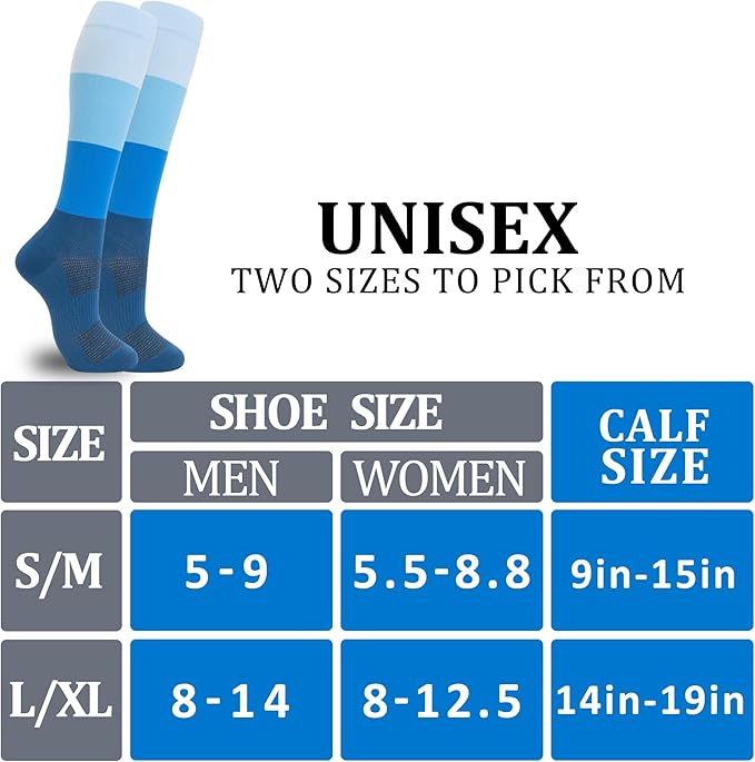 fenglaoda 3 Pairs Compression Socks for Women & Men Knee High Nurse Pregnant Cute Medical Running Travel Athletic