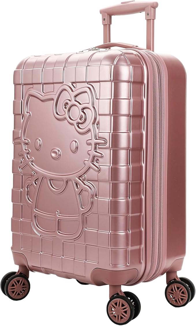 Bioworld Hello Kitty Character Print Pink Plaid 20" Adult Hardside Carry-on Rolling Luggage